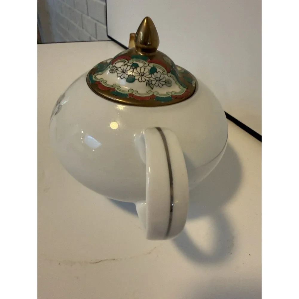 Vintage Queen's‎ Royal Fine China Japan Teapot Gold Floral Mid Century Porcelain